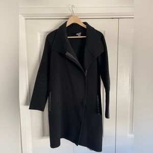 VINCE Patch Leather Wool Coat